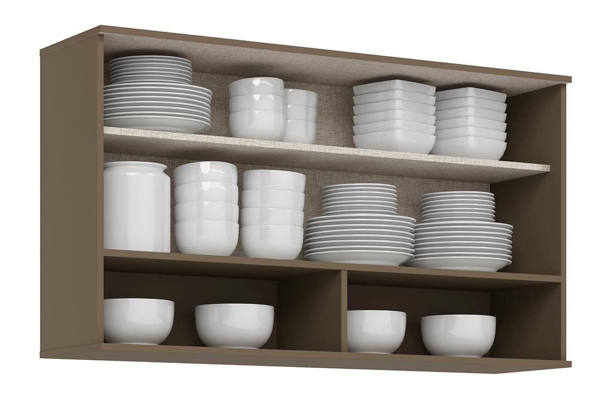 Armário Aéreo Cozinha Henn p/ Connect c/1 Porta Basculante Ripada 120cm