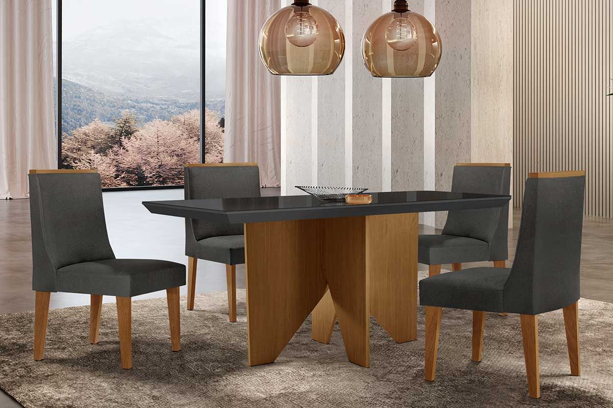 Mesa Jantar Nevada c/Tampo MDF/Vidro 120cm Rufato Mesa Jantar Nevada c/Tampo MDF/Vidro 120cm Rufato