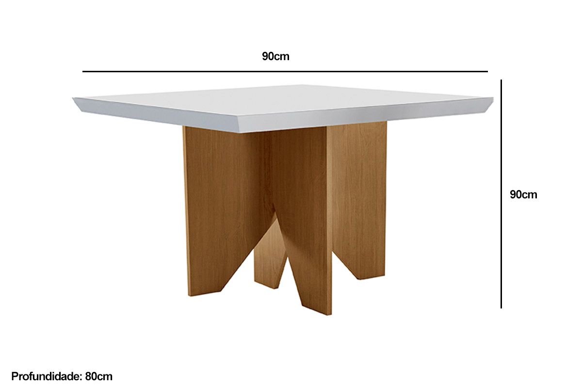Mesa Jantar Nevada c/Tampo MDF/Vidro 90cm Rufato Mesa Jantar Nevada c/Tampo MDF/Vidro 90cm Rufato