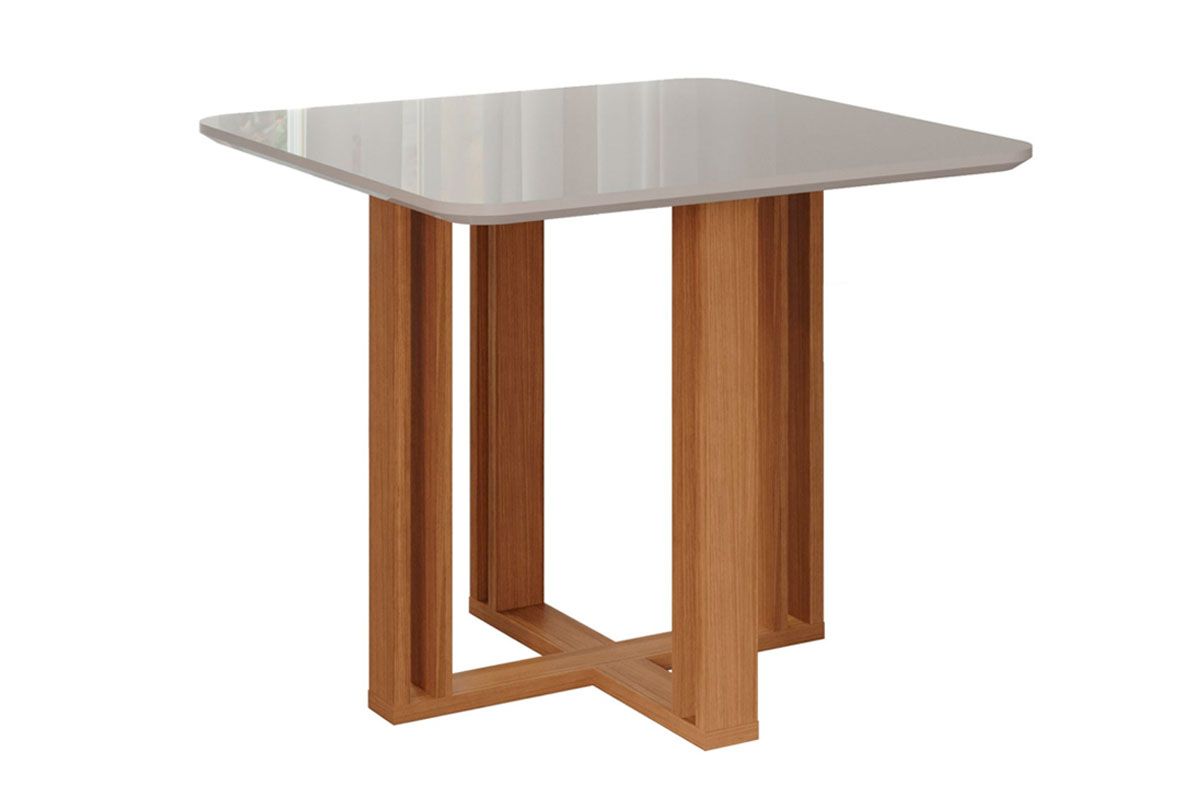 Mesa Jantar Flora c/Tampo Madeirado c/Vidro 95x95cm CimolNature/Off White Mesa Jantar Flora c/Tampo Madeirado c/Vidro 95x95cm CimolNature/Off White
