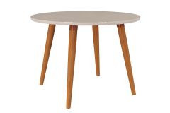 Mesa Jantar Dani Madeira Maciça c/Tampo Madeirado c/Vidro 109cm Cimol - Carvalho/Off White