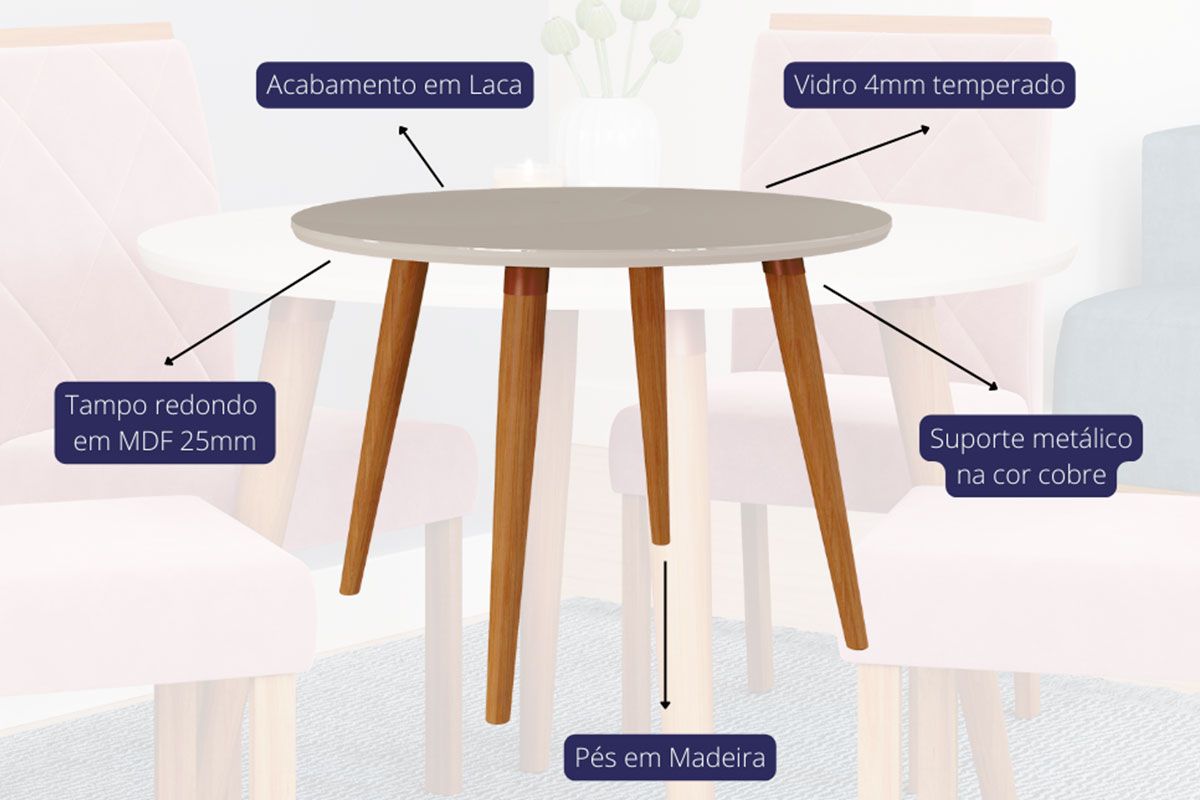 Mesa Jantar Dani Madeira Maciça c/Tampo Madeirado c/Vidro 109cm Cimol Mesa Jantar Dani Madeira Maciça c/Tampo Madeirado c/Vidro 109cm Cimol
