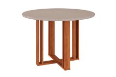 Mesa Jantar Flora c/Tampo Madeirado c/Vidro 109X109cm Cimol - Cinamomo/Off White