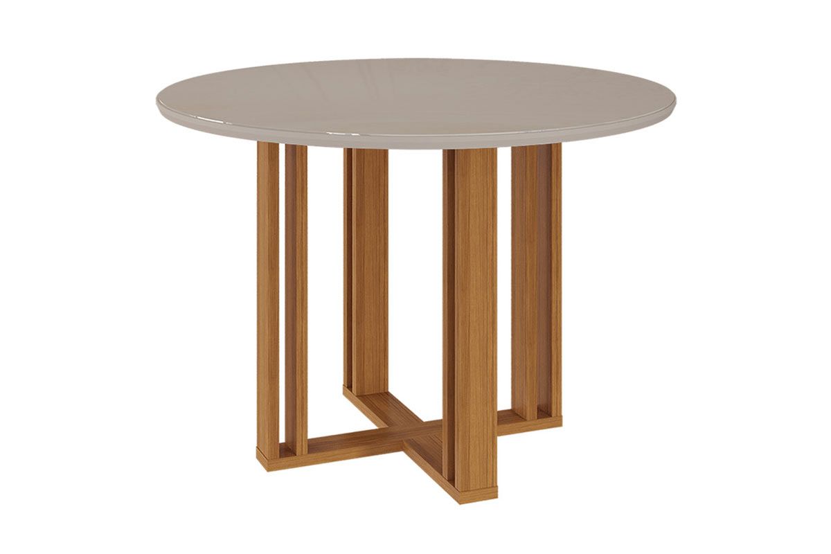Mesa Jantar Flora c/Tampo Madeirado c/Vidro 109X109cm CimolCinamomo/Off White Mesa Jantar Flora c/Tampo Madeirado c/Vidro 109X109cm CimolCinamomo/Off White