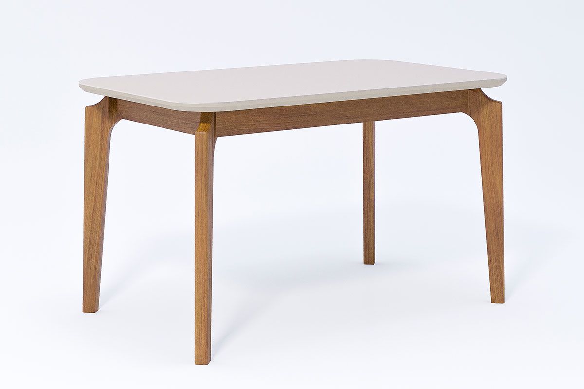 Mesa Jantar Ficus c/Tampo Madeirado c/Vidro 130cm CimolCarvalho/Off White Mesa Jantar Ficus c/Tampo Madeirado c/Vidro 130cm CimolCarvalho/Off White