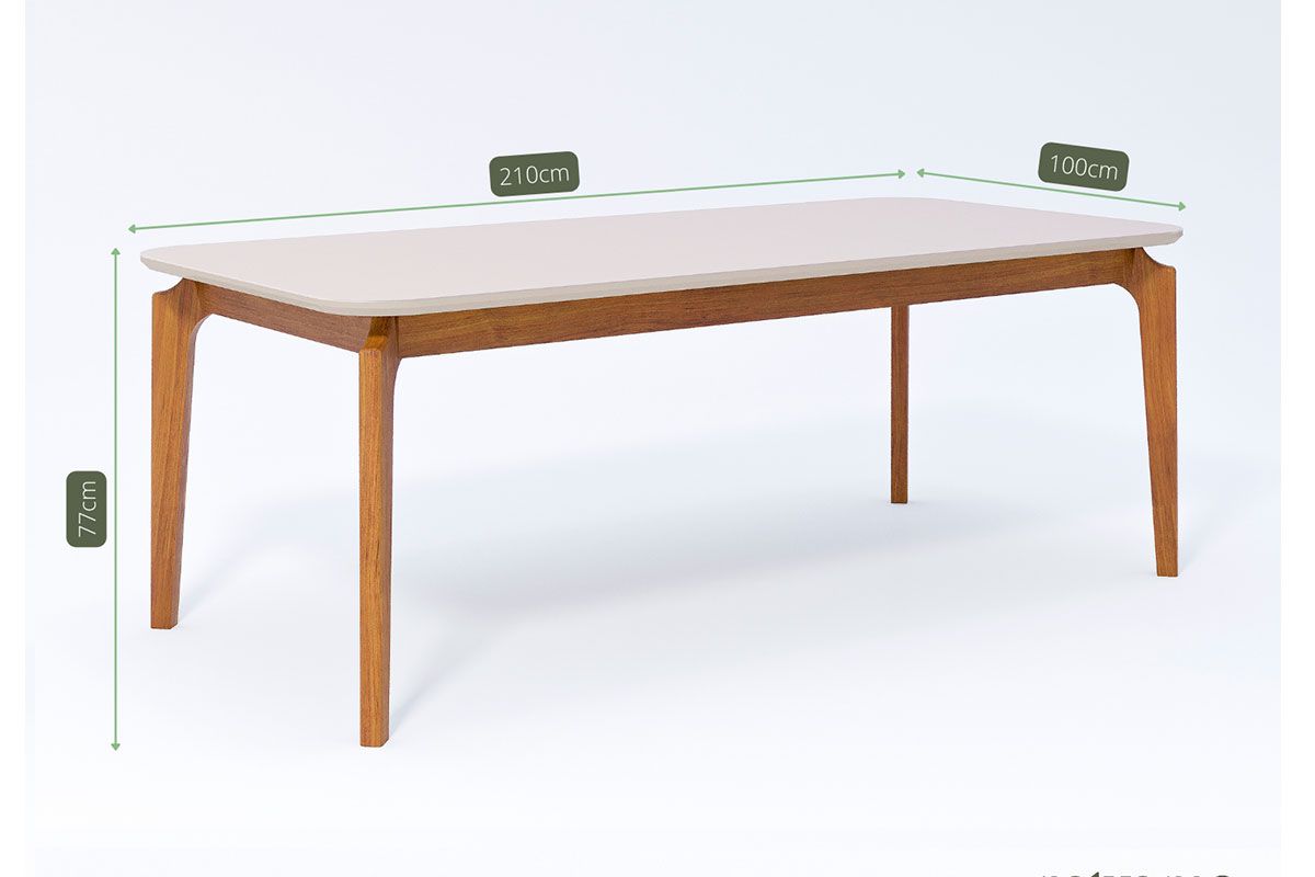 Mesa Jantar Ficus c/Tampo Madeirado Vidro 210x100cm Cimol Mesa Jantar Ficus c/Tampo Madeirado Vidro 210x100cm Cimol