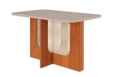 Mesa Jantar Louise c/Tampo Madeirado c/Vidro 130x80cm Cimol