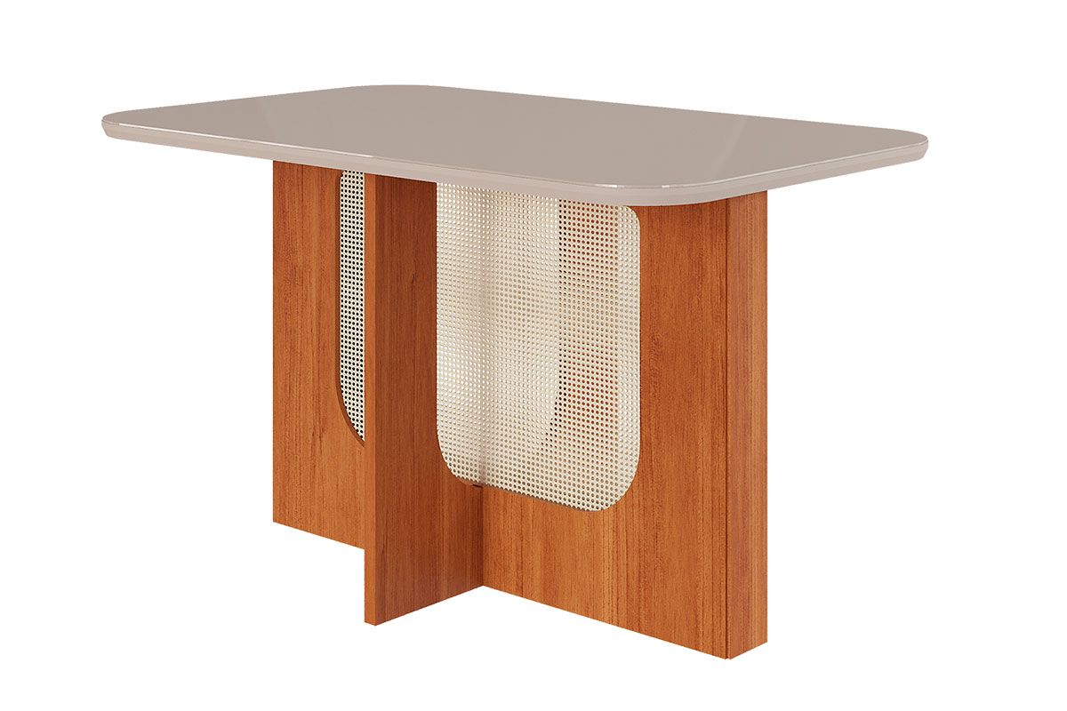 Mesa Jantar Louise c/Tampo Madeirado c/Vidro 130x80cm Cimol