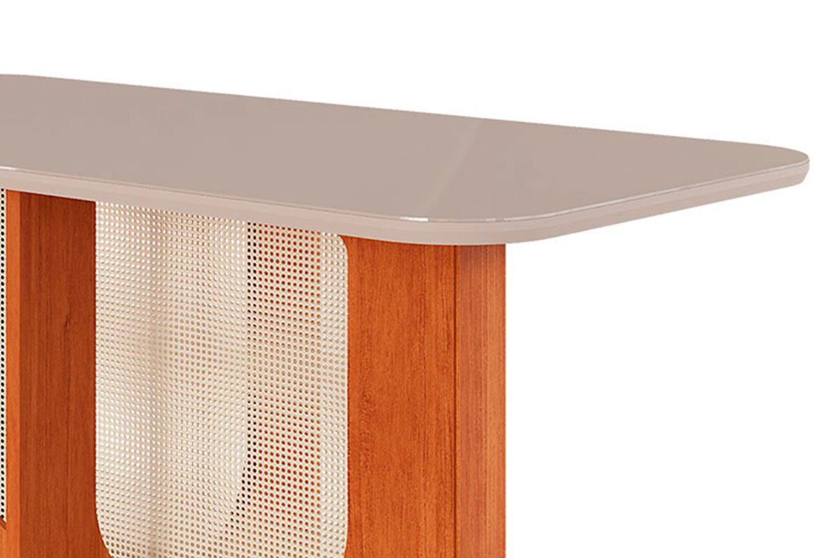 Mesa Jantar Louise c/Tampo Madeirado c/Vidro 180x90cm Cimol