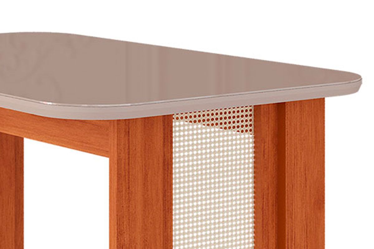 Mesa Jantar Valentina c/Tampo Madeirado c/Vidro 130x80cm Cimol