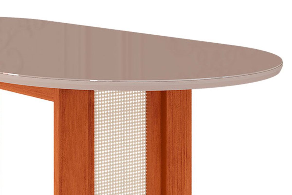Mesa Jantar Valentina c/Tampo Madeirado Oval c/Vidro 210x100cm Cimol