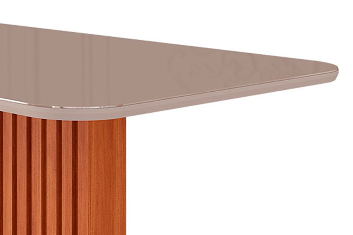 Mesa Jantar Ester c/Tampo Madeirado c/Vidro Reto 210x100cm Cimol Mesa Jantar Ester c/Tampo Madeirado c/Vidro Reto 210x100cm Cimol