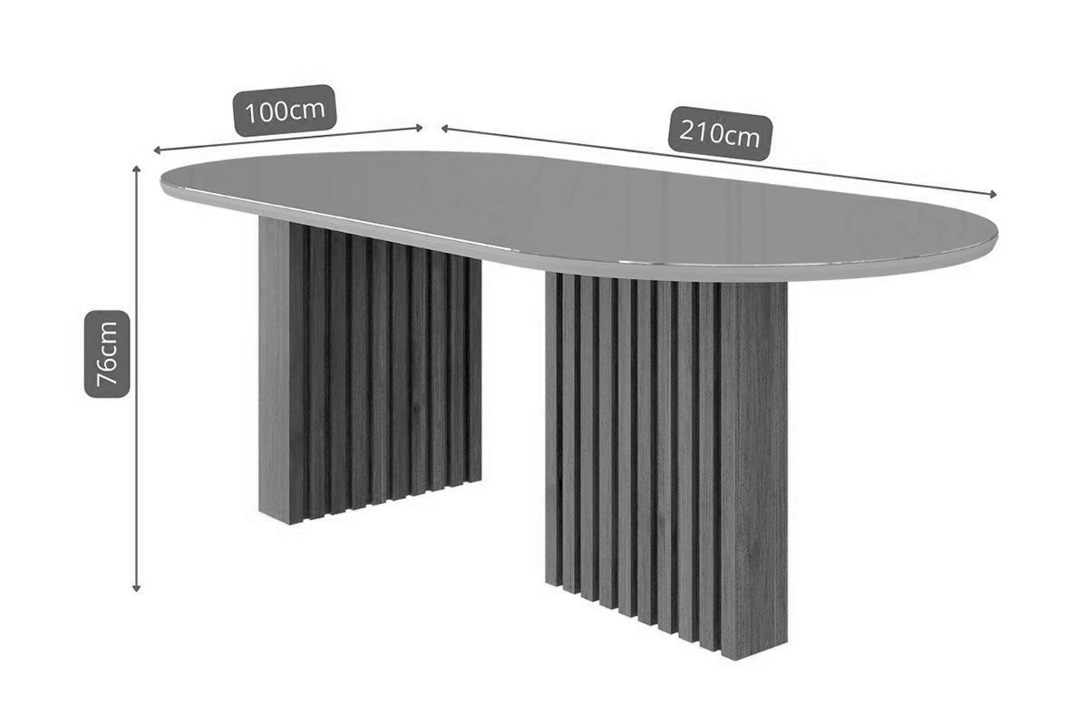 Mesa Jantar Ester c/Tampo Madeirado c/Vidro Oval 210cm Cimol Mesa Jantar Ester c/Tampo Madeirado c/Vidro Oval 210cm Cimol