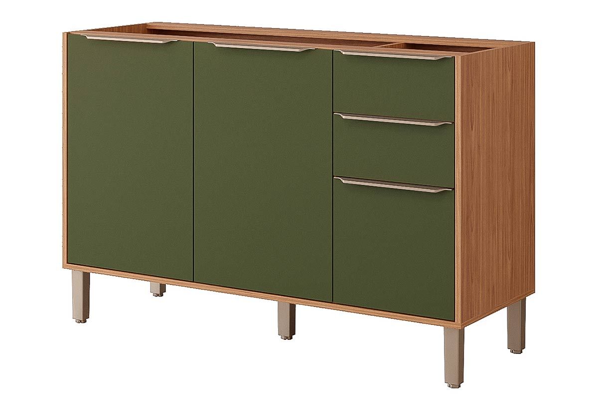 Balcão Cozinha MGM Esplêndida c/3 Portas 2Gavs s/Tampo 120cm Balcão Cozinha MGM Esplêndida c/3 Portas 2Gavs s/Tampo 120cm