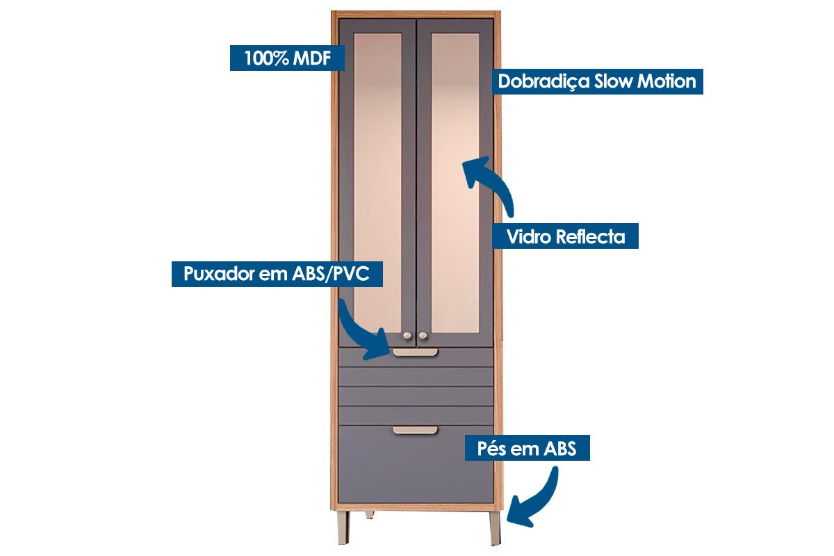 Paneleiro Cozinha MGM Eloise c/3 Portas c/Vidro 1Gav 70cm Paneleiro Cozinha MGM Eloise c/3 Portas c/Vidro 1Gav 70cm