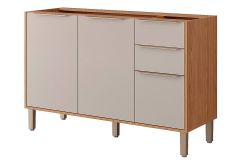 Balcão Cozinha MGM Divina c/3 Portas 2Gavs s/Tampo 120cm