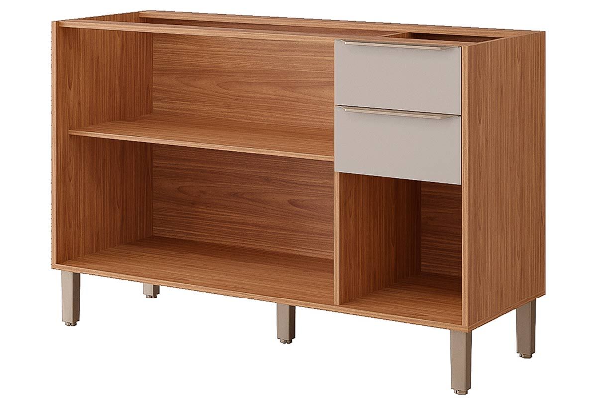 Balcão Cozinha MGM Divina c/3 Portas 2Gavs s/Tampo 120cm