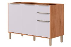 Balcão Cozinha MGM Divina c/3 Portas 2Gavs s/Tampo 120cm - Cinamomo/Off White