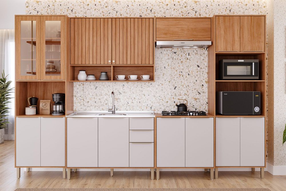 Balcão Cozinha MGM Divina c/3 Portas 2Gavs s/Tampo 120cm
