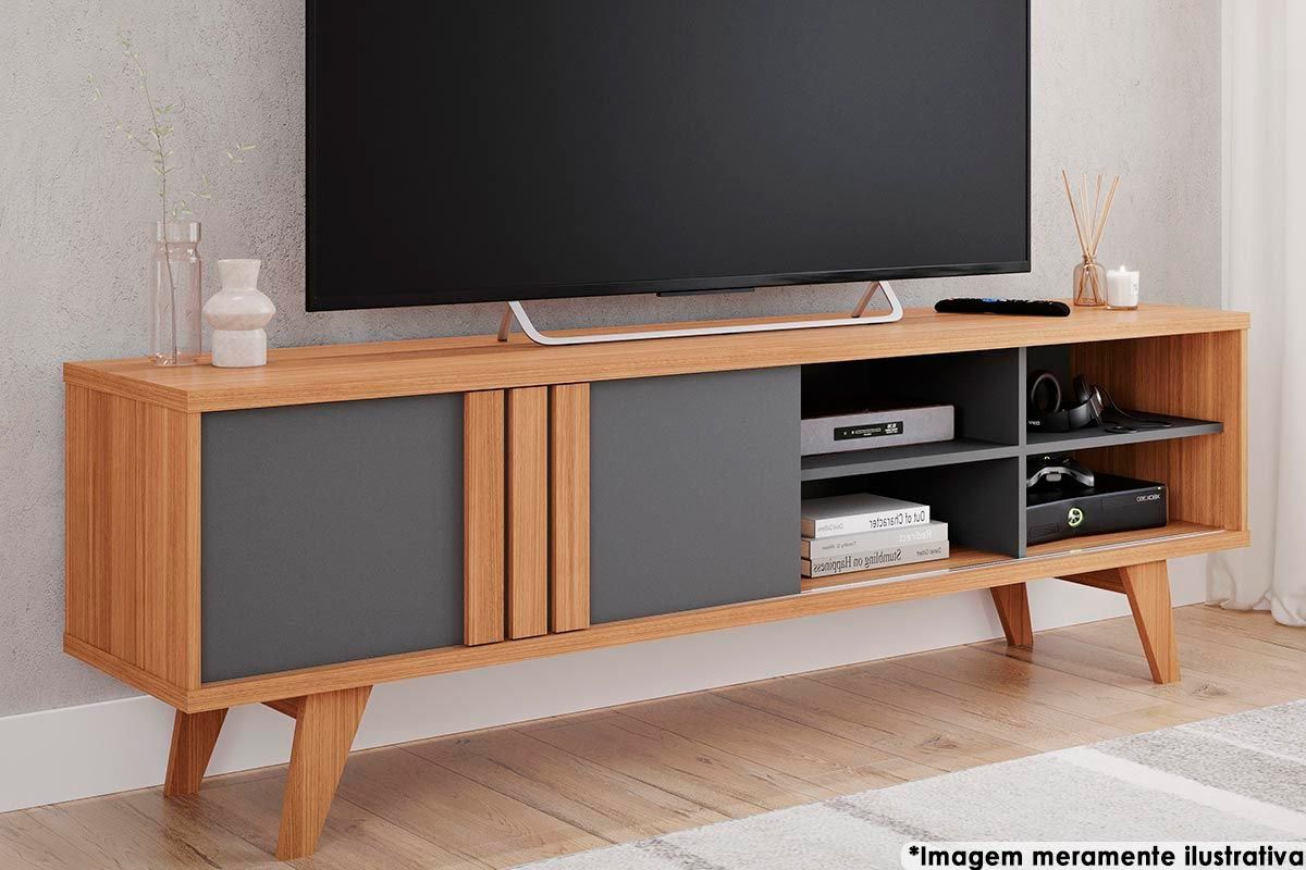 Home p/ TV até 70 Pol Paraty/Trend Ripado 100% MDF c/ 1 Porta 180x127cm - Permóbili