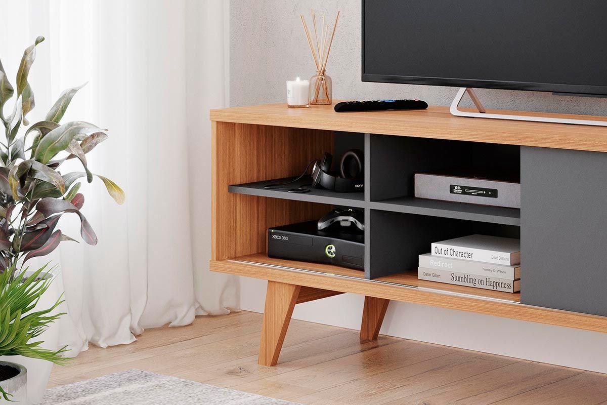 Home p/ TV até 70 Pol Paraty/Trend Ripado 100% MDF c/ 1 Porta 180x127cm - Permóbili