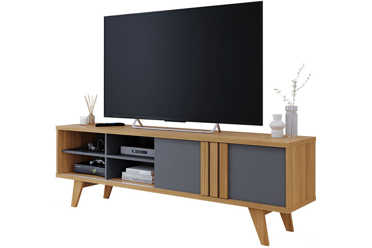 Home p/ TV até 70 Pol Paraty/Trend Ripado 100% MDF c/ 1 Porta 180x127cm - Permóbili