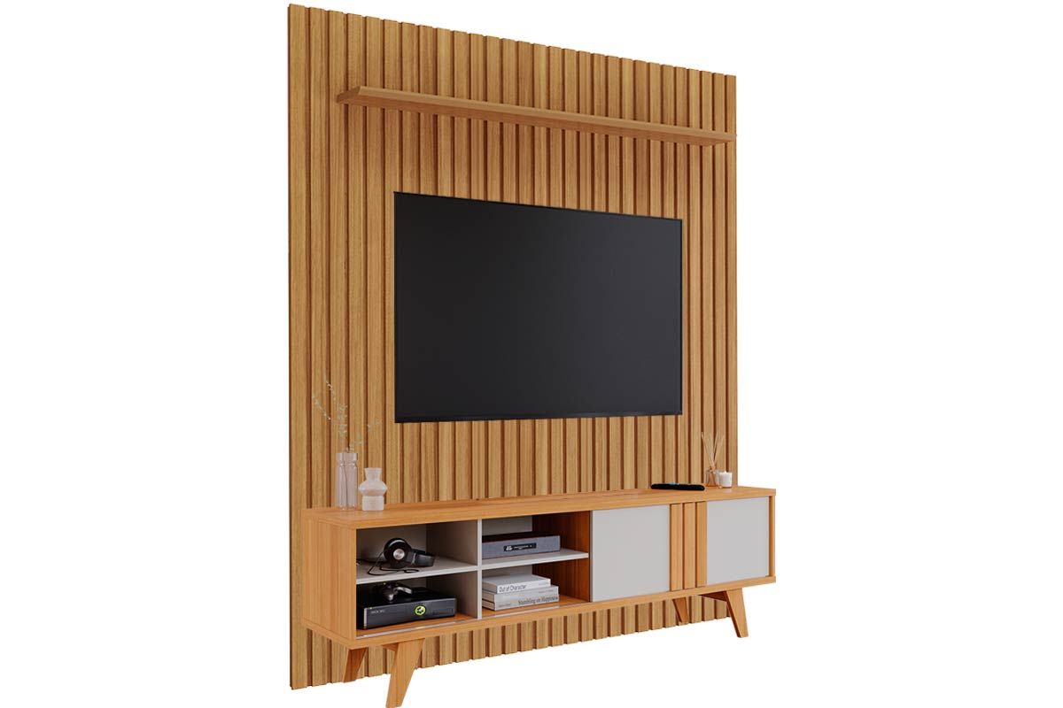 Home p/ TV até 65 Pol Paraty / Maragogi Ripado 100% MDF c/ 1 Porta 185x220cm Permóbili