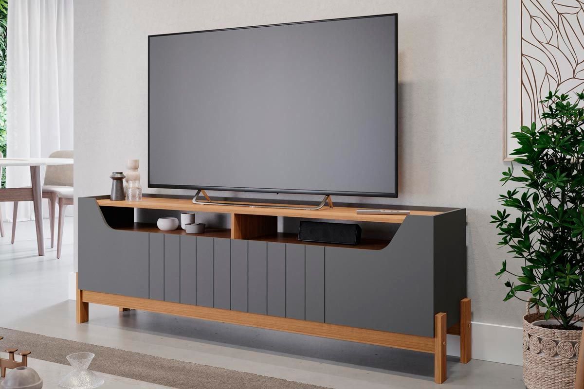 Home p/ TV até 70 Pol Moema/Maragogi Ripado c/ 4 Portas e Pés 180x197cm Permóbili
