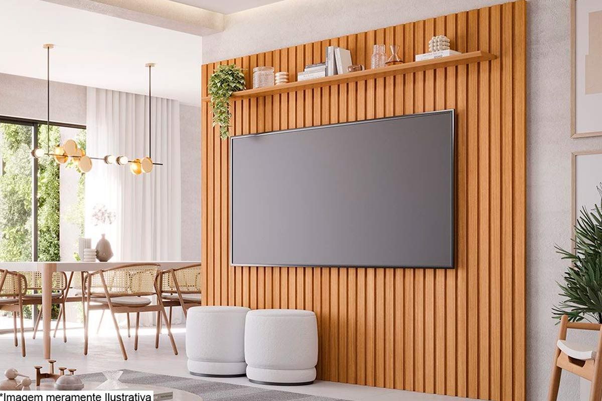Home p/ TV até 70 Pol Moema/Maragogi Ripado c/ 4 Portas e Pés 180x197cm Permóbili