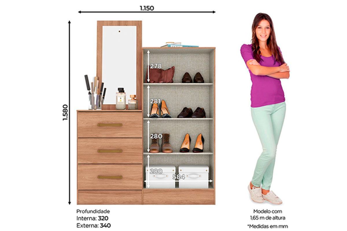 Conjunto Quarto Guarda Roupa + Cômoda QC628 Henn