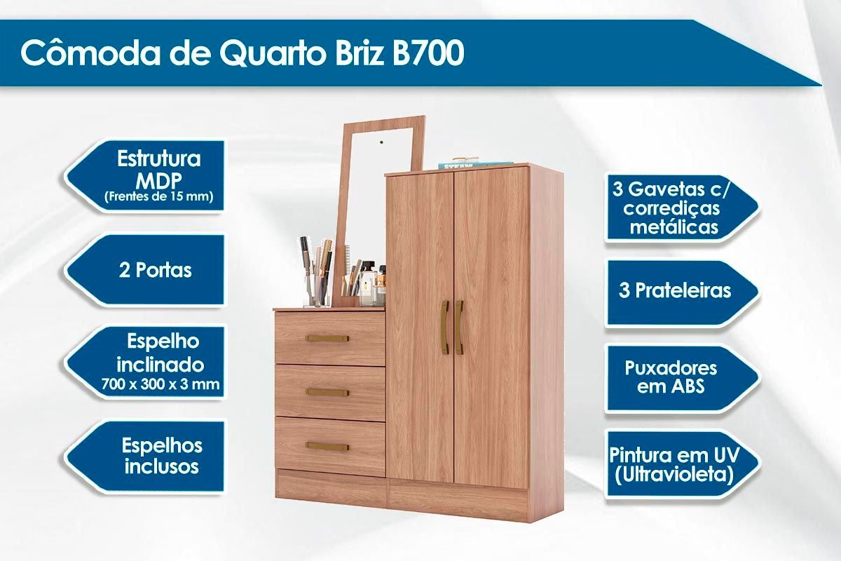 Conjunto Quarto Guarda Roupa + Cômoda QC622 Henn