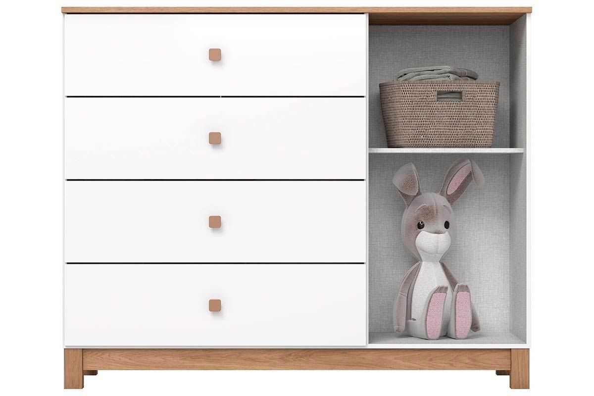 Quarto Infantil Completo Aconchego 3 Peças (1 Guarda Roupa + 1 Berço + 1 Cômoda) QI80 Henn