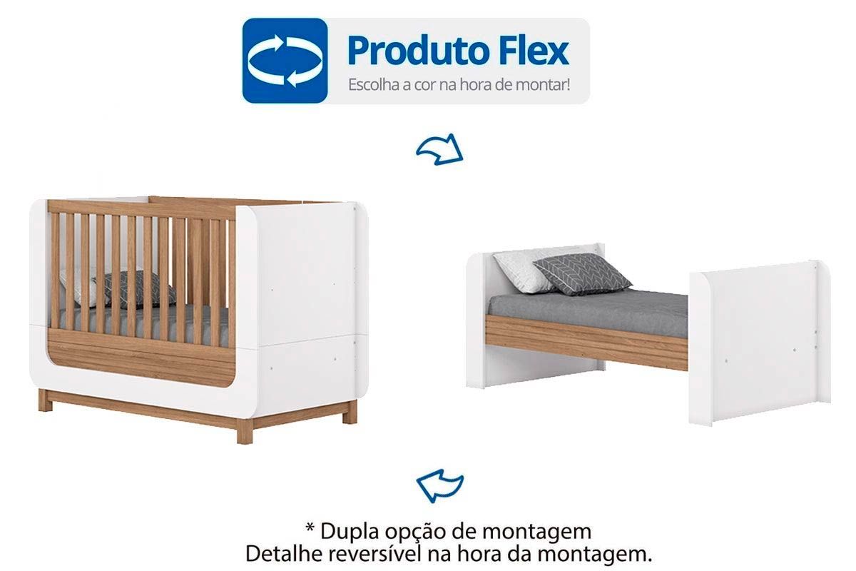 Quarto Infantil Completo Aconchego 3 Peças (1 Guarda Roupa + 1 Berço + 1 Cômoda) QI80 Henn