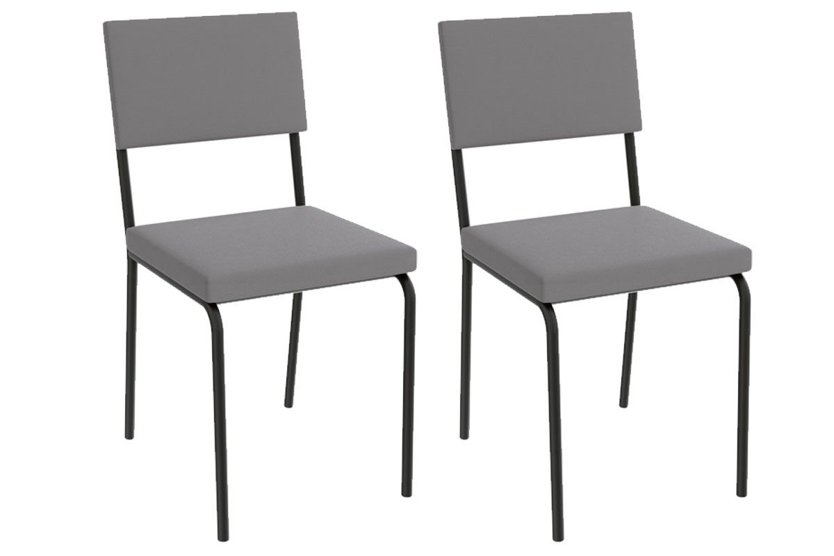 Cadeira Jantar Zaria 2C128PRF Aço Kit 2Un KappesbergPreto/Suede Escuro Cadeira Jantar Zaria 2C128PRF Aço Kit 2Un KappesbergPreto/Suede Escuro