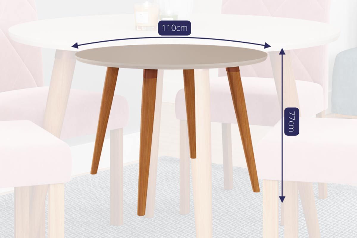 Sala Jantar Mesa Dani Madeira Maciça c/ Tampo Madeirado 110cm e 4 Cadeiras Juliana - Cimol