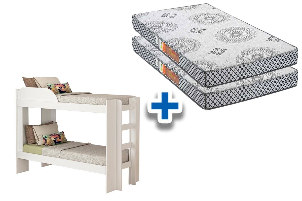 Colchão D20 Pérola Grey Polar (2un) + Beliche Bia