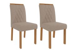 Cadeira Jantar Juliana Wood Kit 2 Un Cimol - Nature-Carvalho/ Linho Bege