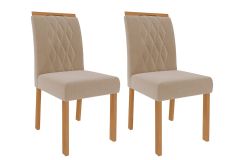 Cadeira Jantar Juliana Wood Kit 2 Un Cimol - Carvalho/Suede Nude Bege
