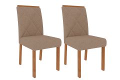 Cadeira Jantar Fernanda Wood Kit 2Un Cimol - Carvalho/Linho Bege