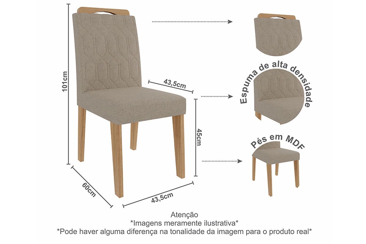 Cadeira Jantar Paola Wood Kit 2 Un Cimol