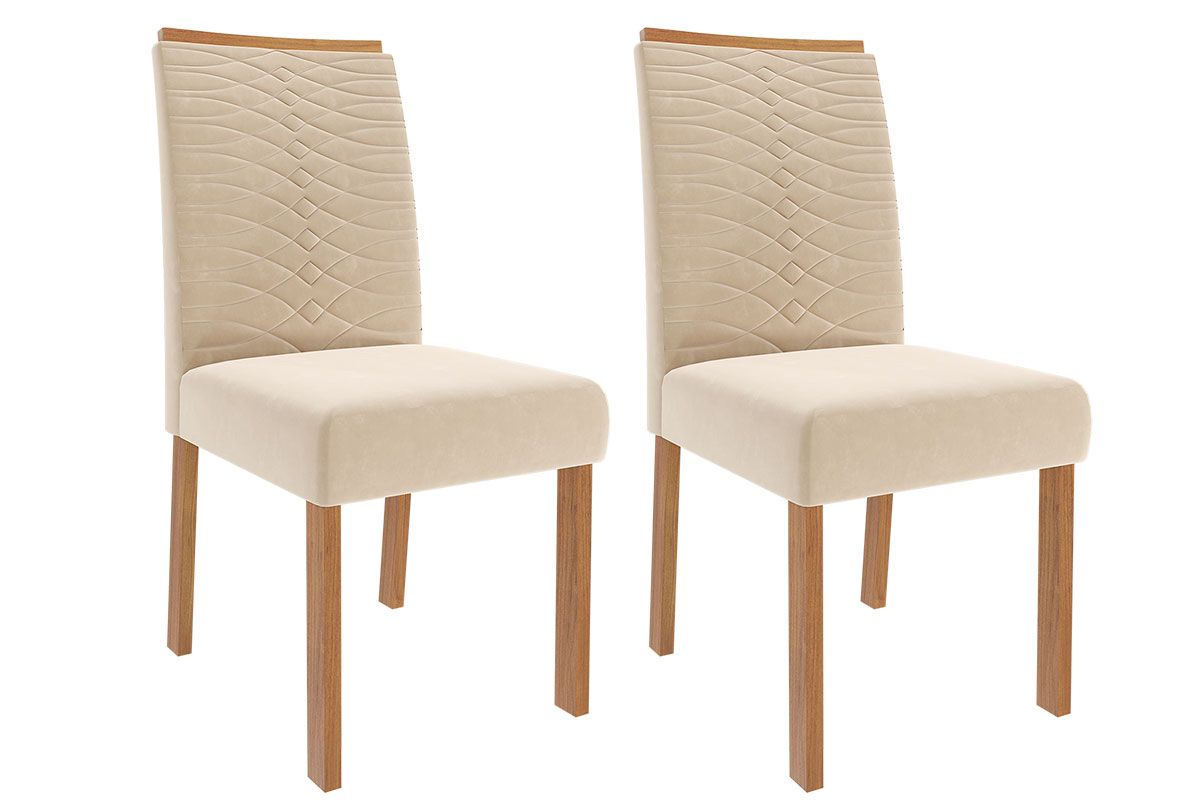Cadeira Jantar Clarice Wood Kit 2 Un CimolCarvalho/Suede Nude Bege Cadeira Jantar Clarice Wood Kit 2 Un CimolCarvalho/Suede Nude Bege