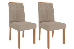 Cadeira Jantar Clarice Wood Kit 2 Un Cimol - Carvalho/Linho Bege