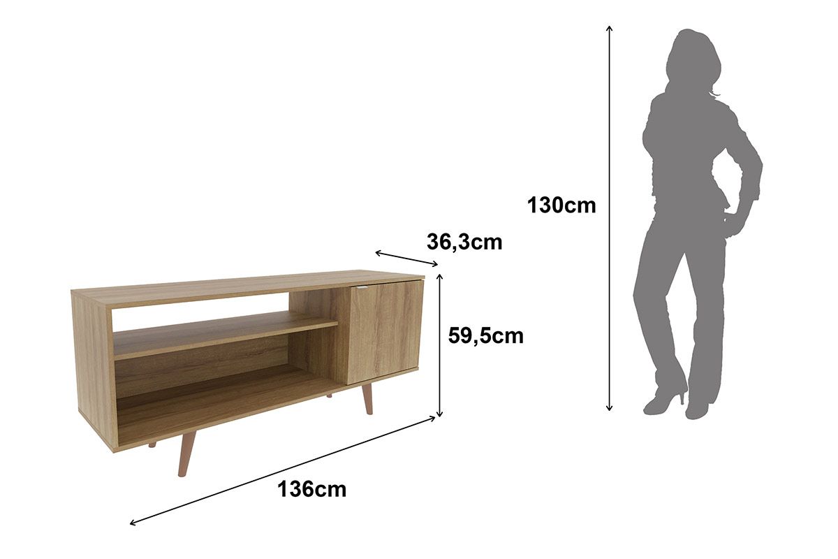Rack Bancada p/ TV até 50 Pol R1486 c/1 Porta e 2 Nichos136cm Tecno Mobili Rack Bancada p/ TV até 50 Pol R1486 c/1 Porta e 2 Nichos136cm Tecno Mobili