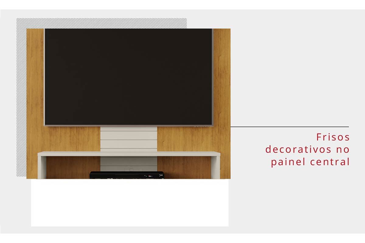 Painel Home p/ TV até 47 Pol Smart c/Prateleira e Nichos 120x120cm DJ Móveis Painel Home p/ TV até 47 Pol Smart c/Prateleira e Nichos 120x120cm DJ Móveis