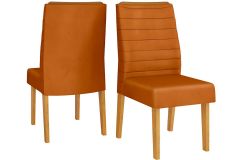 Cadeira Jantar Ondina Kit 2 Un DJ Móveis - Cedro/Suede Ocre