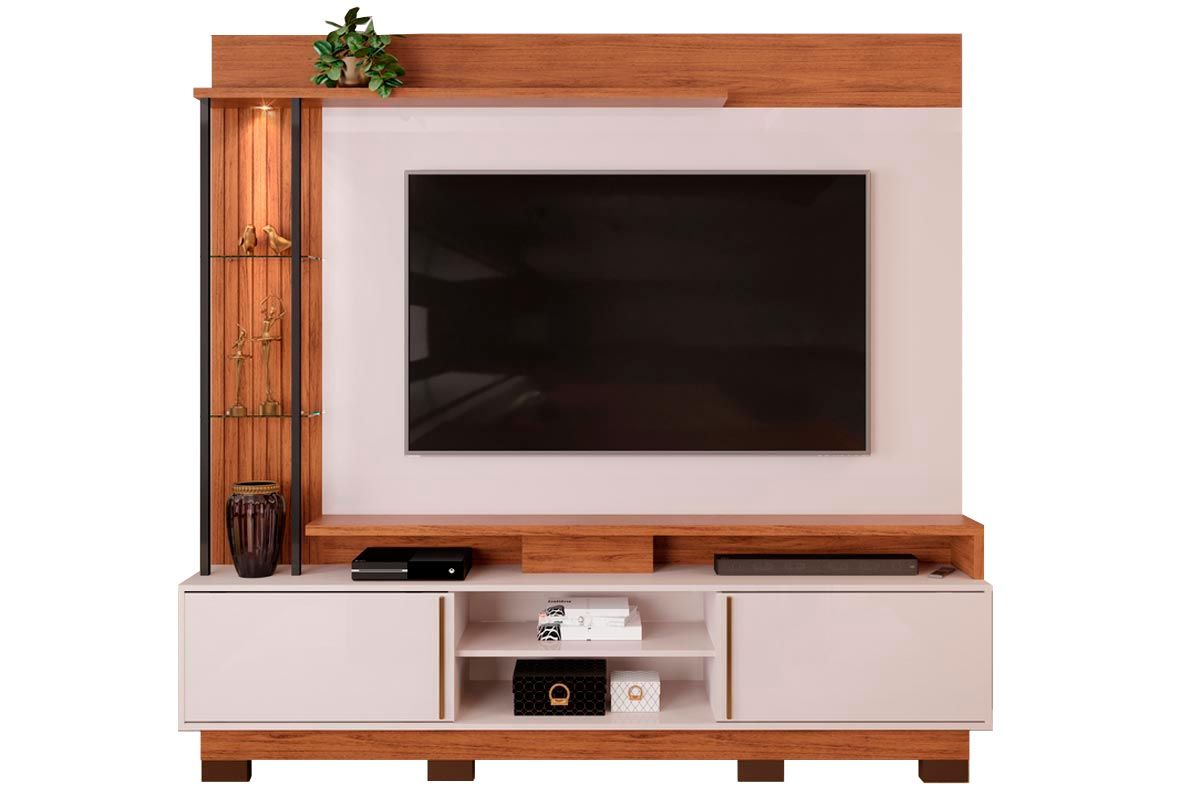Home p/ TV até 70 Polegadas Martino c/Prateleira Nichos e Pés 200x190cm DJ Móveis Home p/ TV até 70 Polegadas Martino c/Prateleira Nichos e Pés 200x190cm DJ Móveis