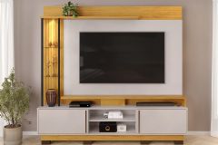 Home p/ TV até 70 Polegadas Martino c/Prateleira Nichos e Pés 200x190cm DJ Móveis