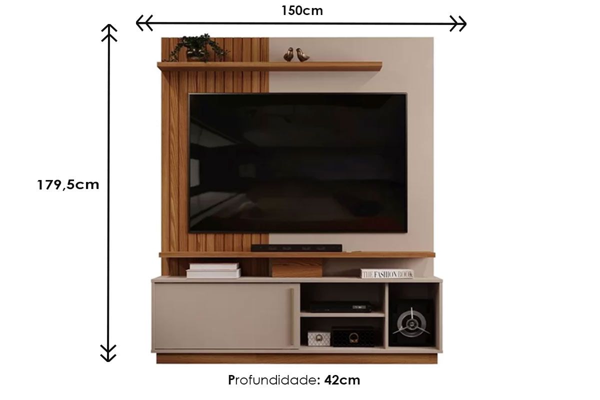 Home p/ TV até 55 Pol Athenas c/1 porta e 5 Nichos 150x179cm DJ Móveis Home p/ TV até 55 Pol Athenas c/1 porta e 5 Nichos 150x179cm DJ Móveis