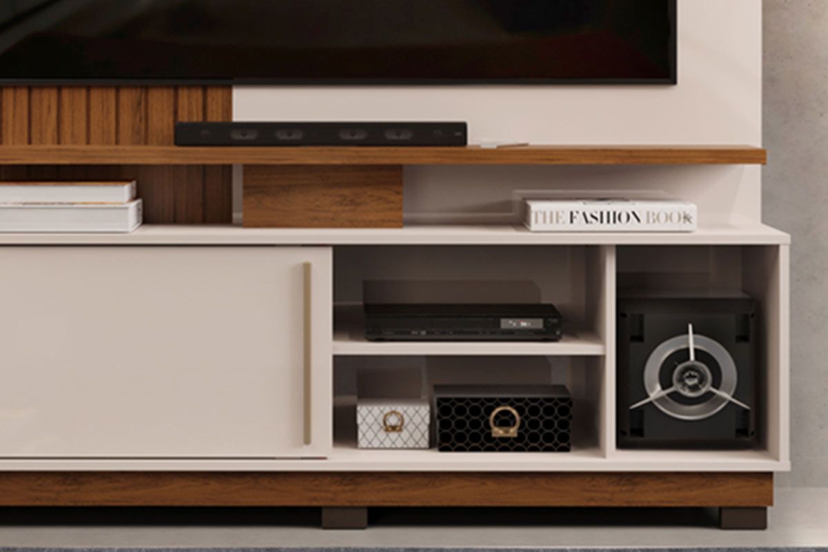 Home p/ TV até 55 Pol Athenas c/1 porta e 5 Nichos 150x179cm DJ Móveis Home p/ TV até 55 Pol Athenas c/1 porta e 5 Nichos 150x179cm DJ Móveis