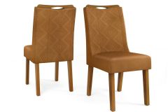 Cadeira Jantar Stela Kit 2 Un DJ Móveis - Ipe/Suede Ocre